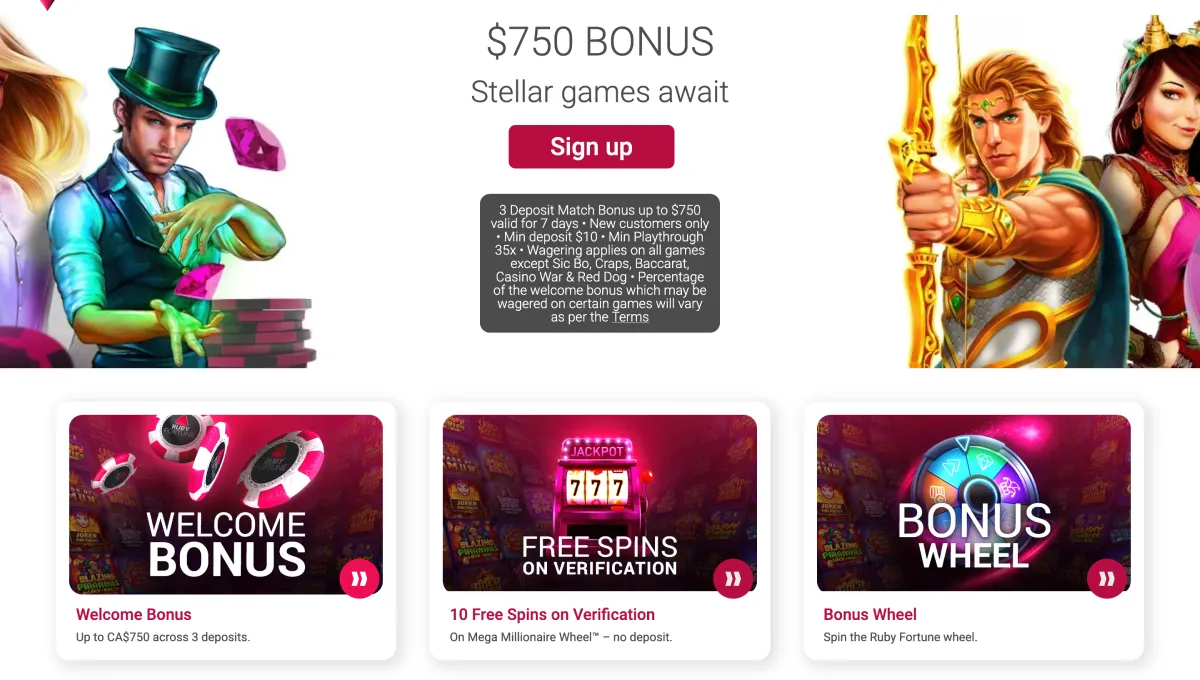 Ruby Fortune Online Casino Bonuses for Canadian Players