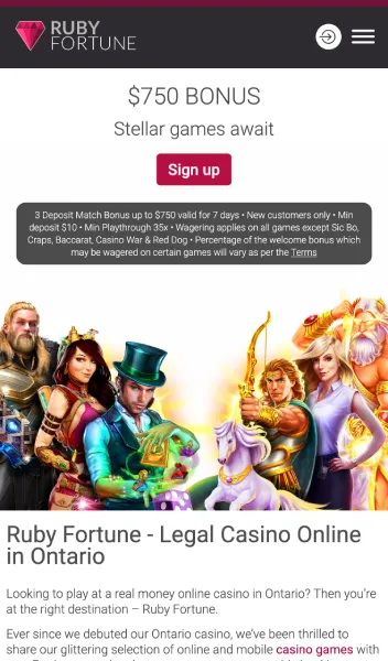 Ruby Fortune Mobile Casino in Canada