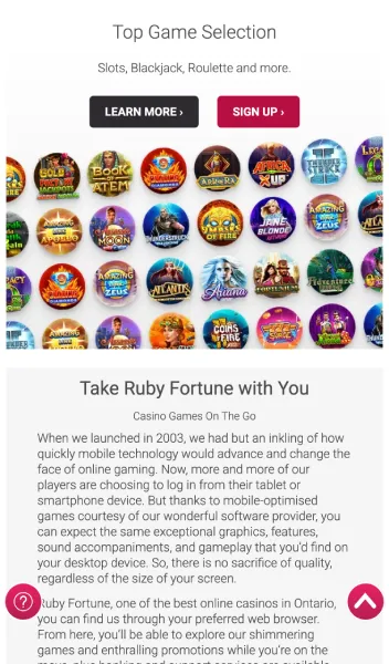 Play at Ruby Fortune Mobile Online Casino