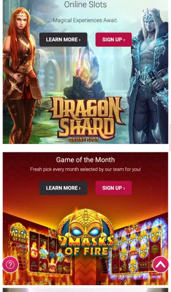 The mobile version of Ruby Fortune Casino in Canada