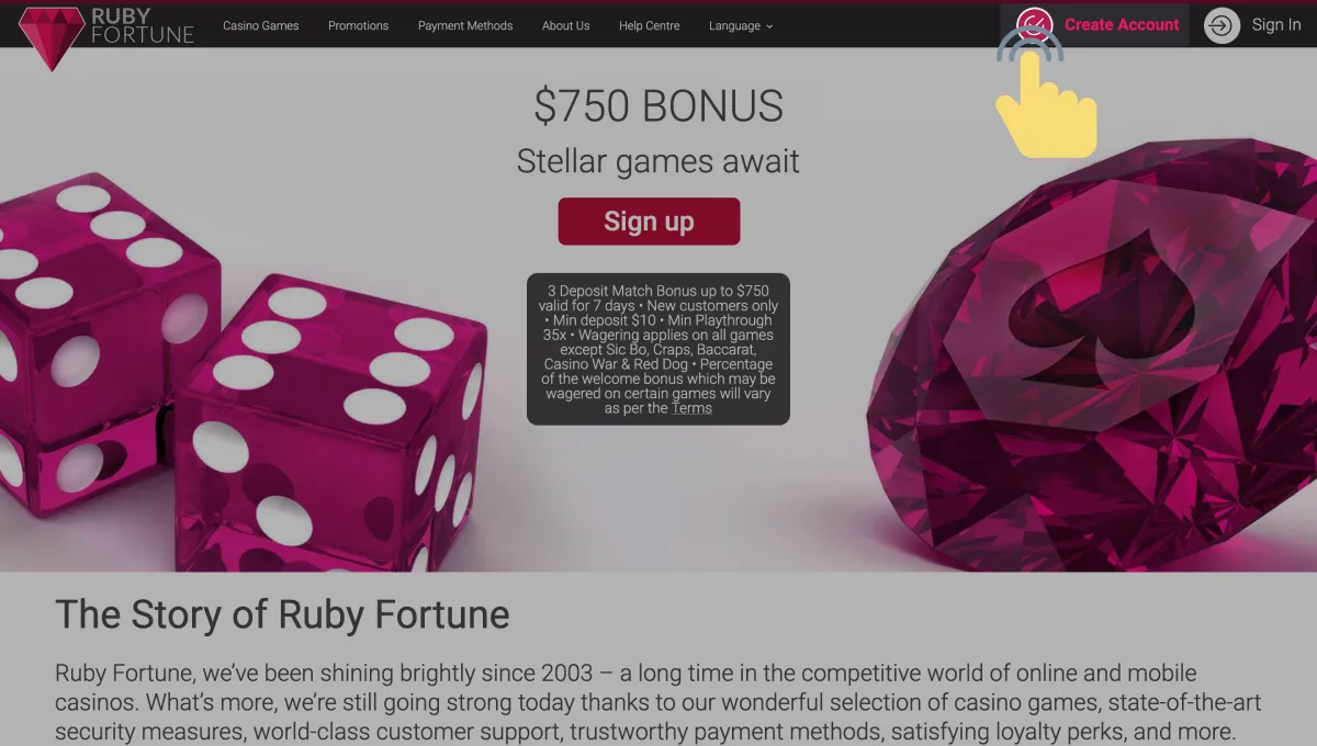 Registration at the Ruby Fortune Online Casino for Players from Canada