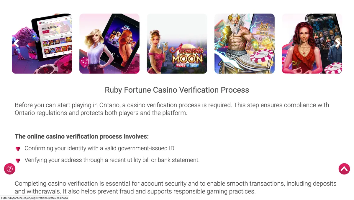 Sign up at Ruby Fortune, a Canadian casino, and play slots